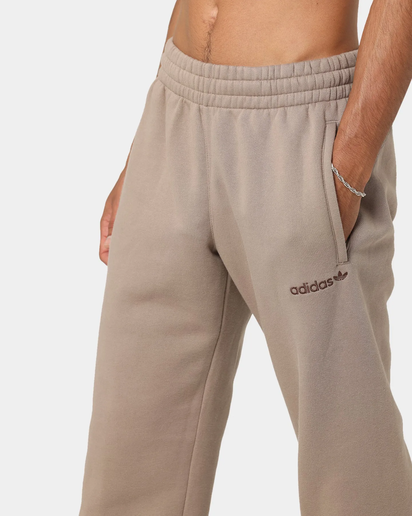 Adidas Trefoil Linear Sweat Pants Brown