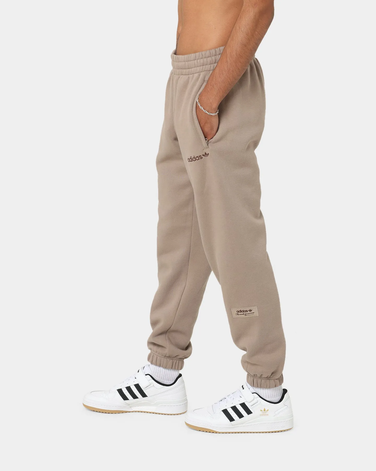 Adidas Trefoil Linear Sweat Pants Brown