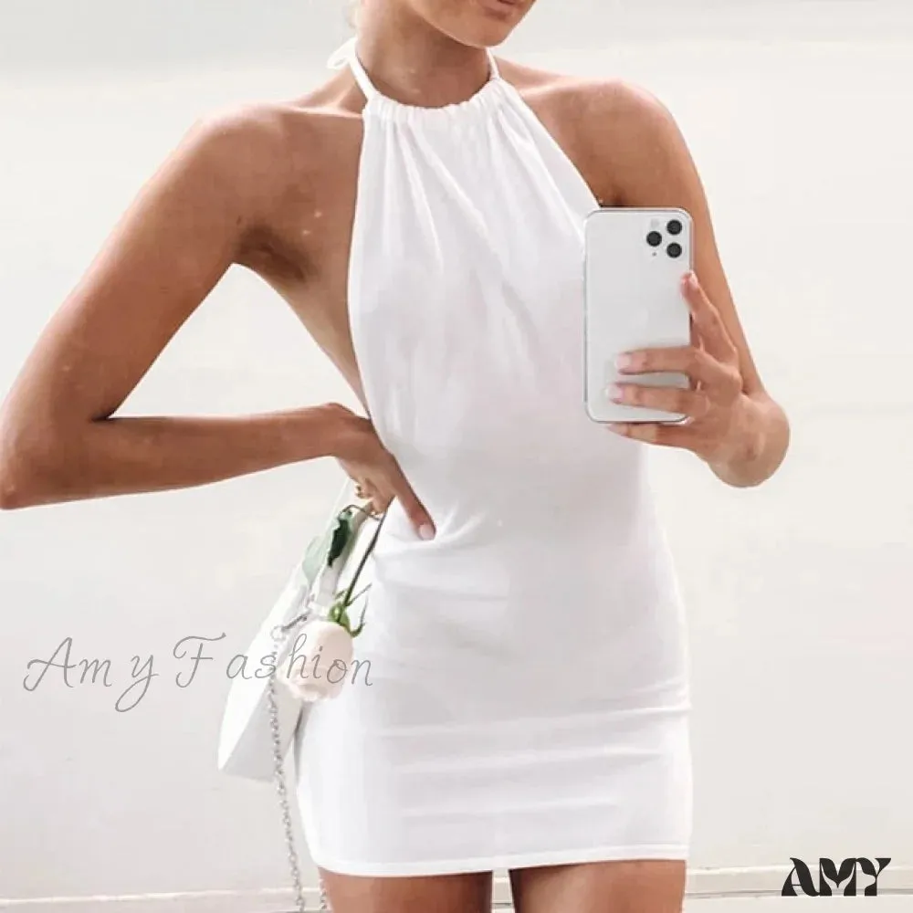 Amy Fashion - Sexy Skinny Hollow Out Backless Mini Dresses