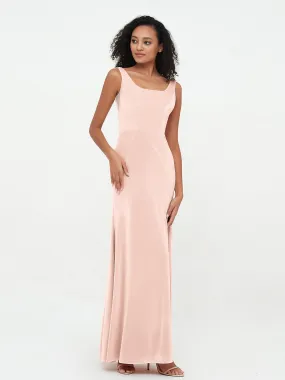 Bateau Neck Mermaid Long Velvet Dresses Pearl Pink Plus Size