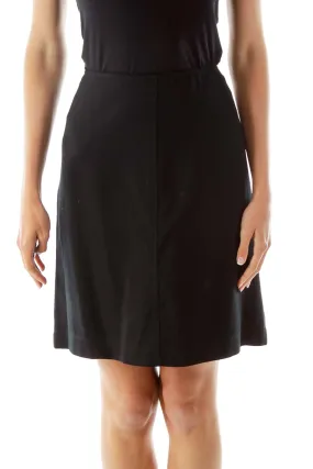 Black A-line Wool Skirt