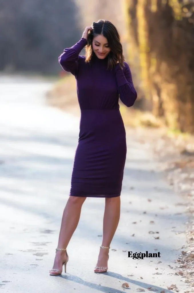 Brigitte Brianna Turtleneck Jersey Dress