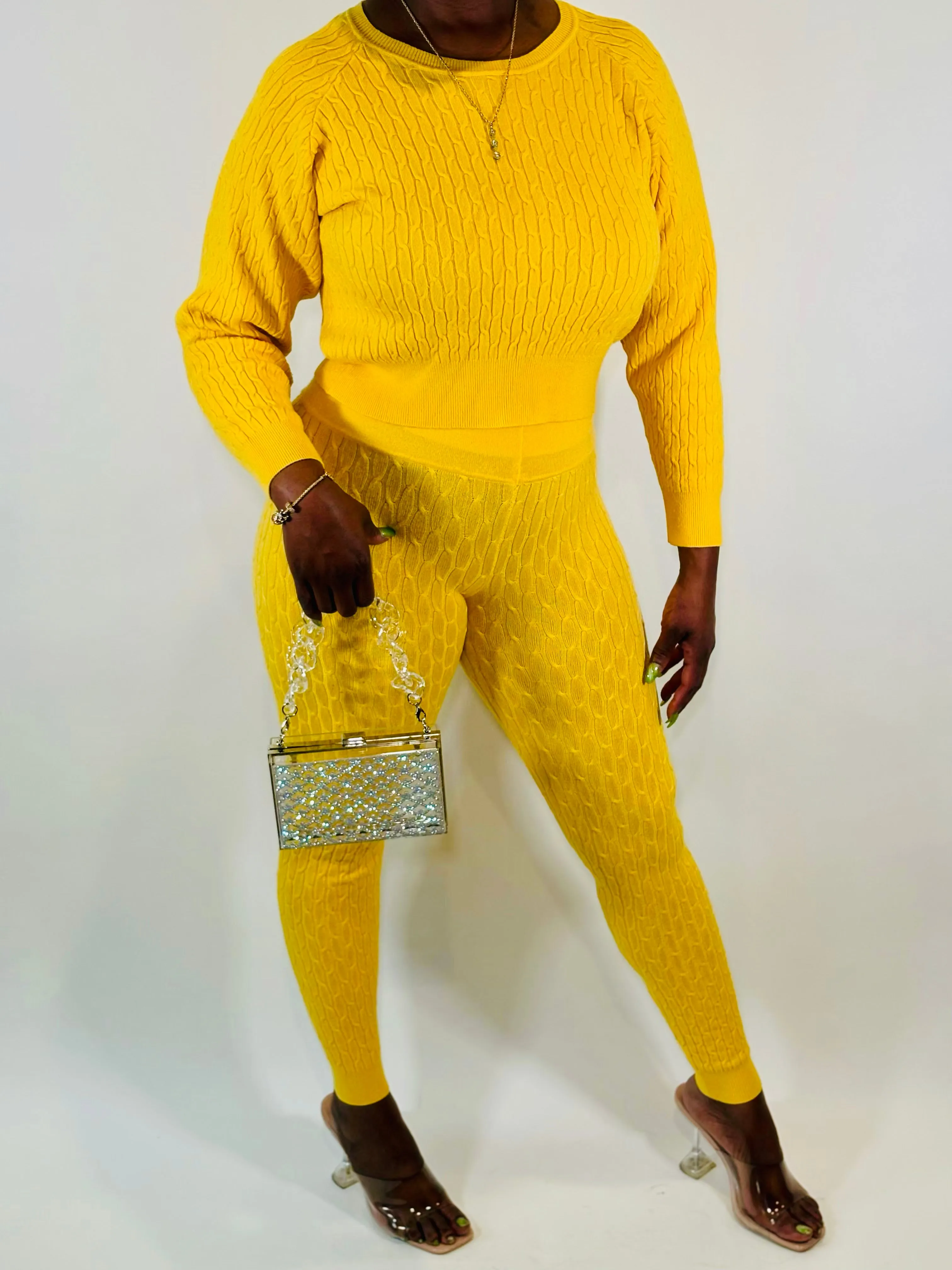 Butta Knit Set (Mango yellow)