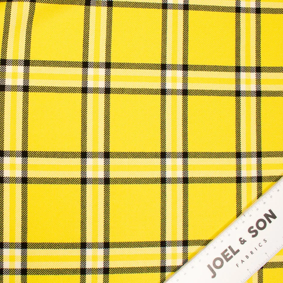 Canary Yellow & Black Pure Wool Tartan