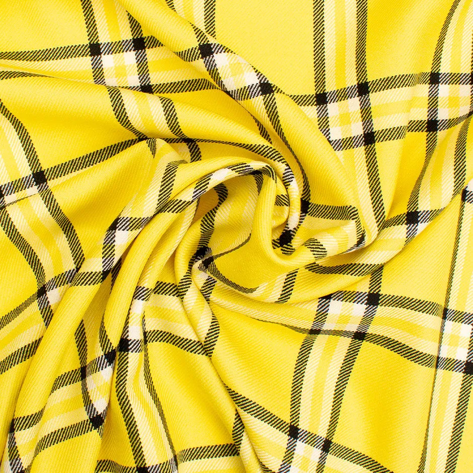 Canary Yellow & Black Pure Wool Tartan