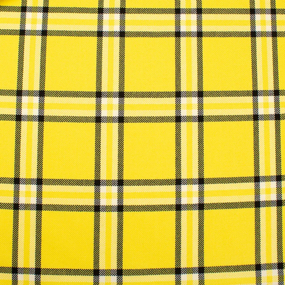 Canary Yellow & Black Pure Wool Tartan