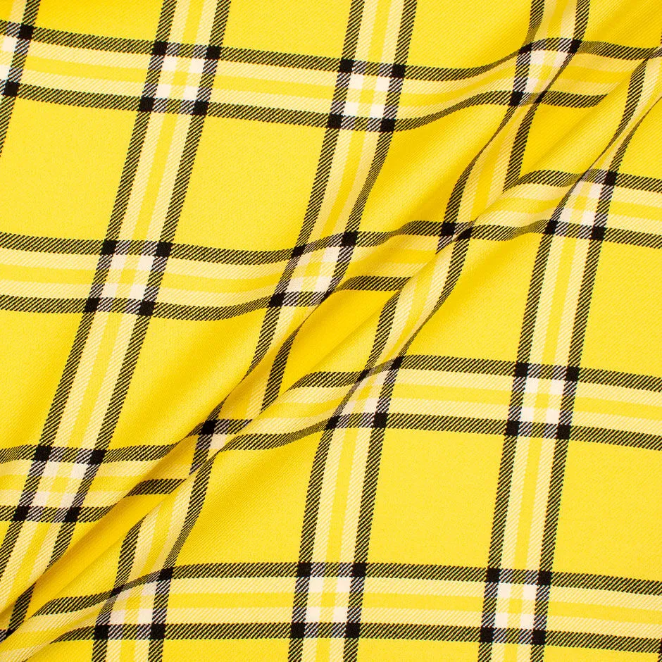 Canary Yellow & Black Pure Wool Tartan