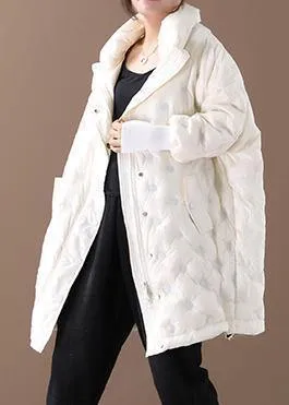 Casual plus size winter jacket winter coats beige stand collar zippered down jacket woman