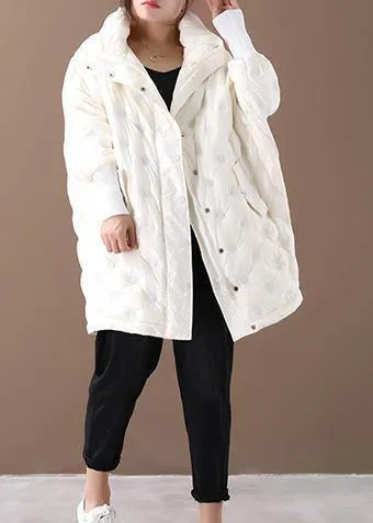 Casual plus size winter jacket winter coats beige stand collar zippered down jacket woman