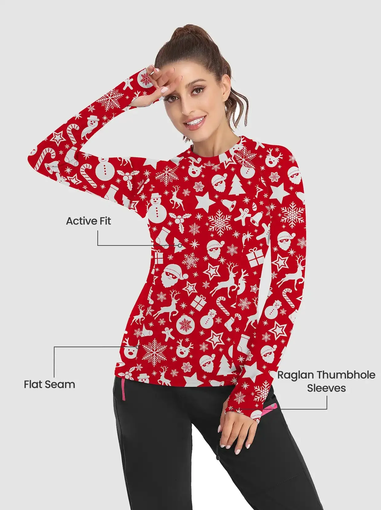 Christmas White Santa Pattern Crew-neck long-sleeve Fleece Top