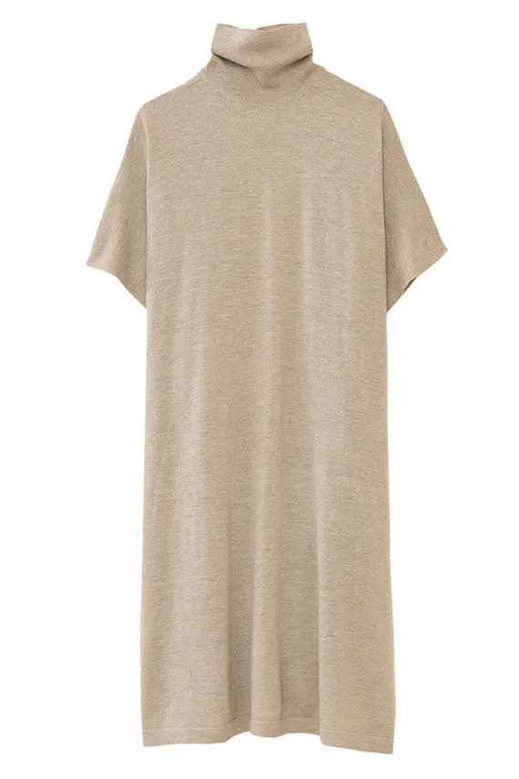 Clay Flax Turtleneck Caftan Dress