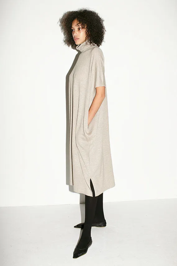 Clay Flax Turtleneck Caftan Dress