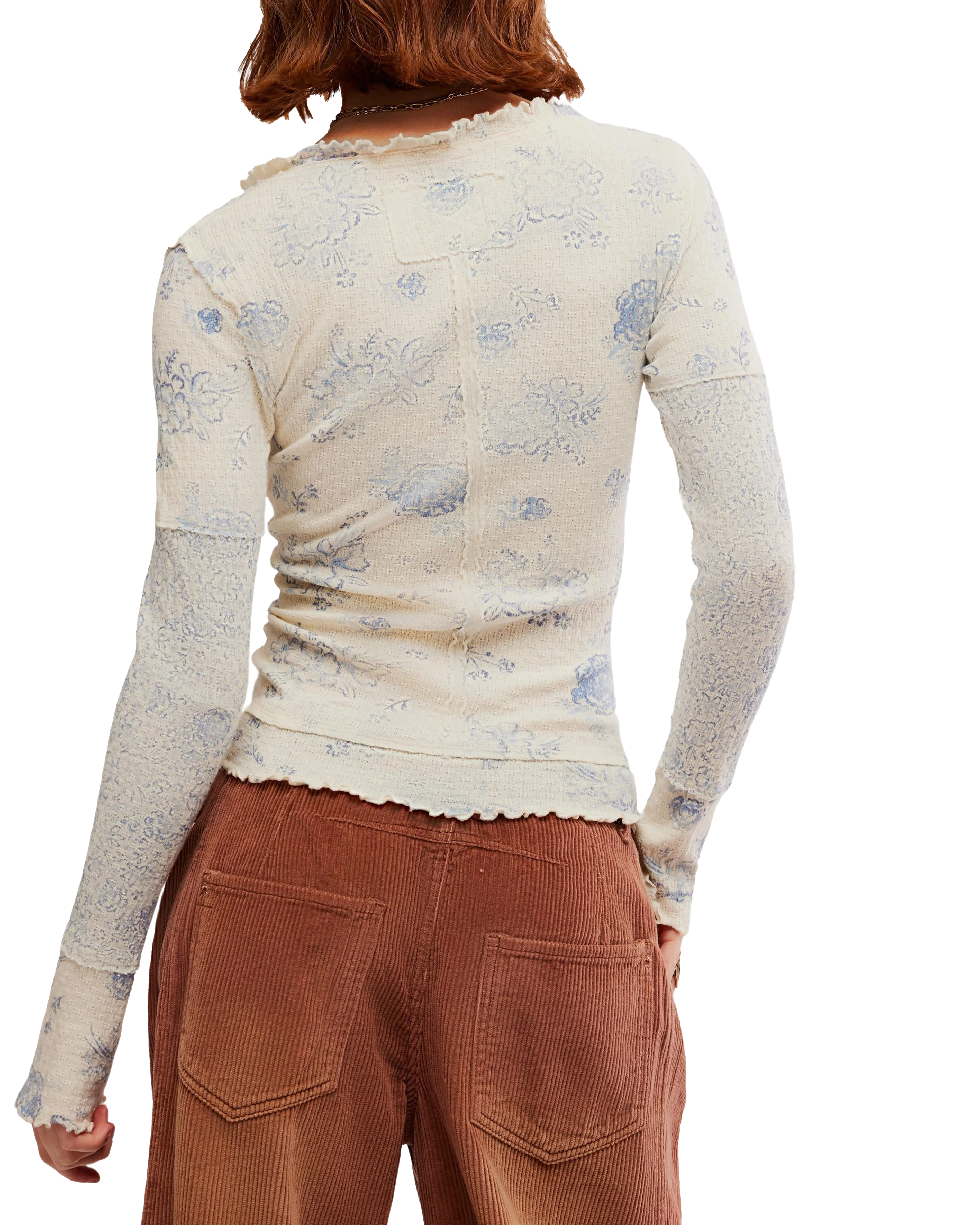 Clover Printed Thermal Top in Ivory Combo