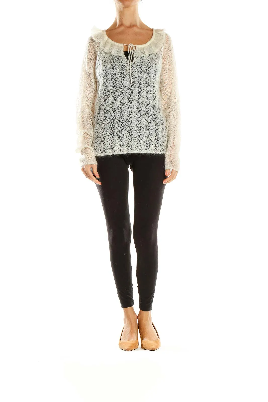 Cream Lace Knit Sweater