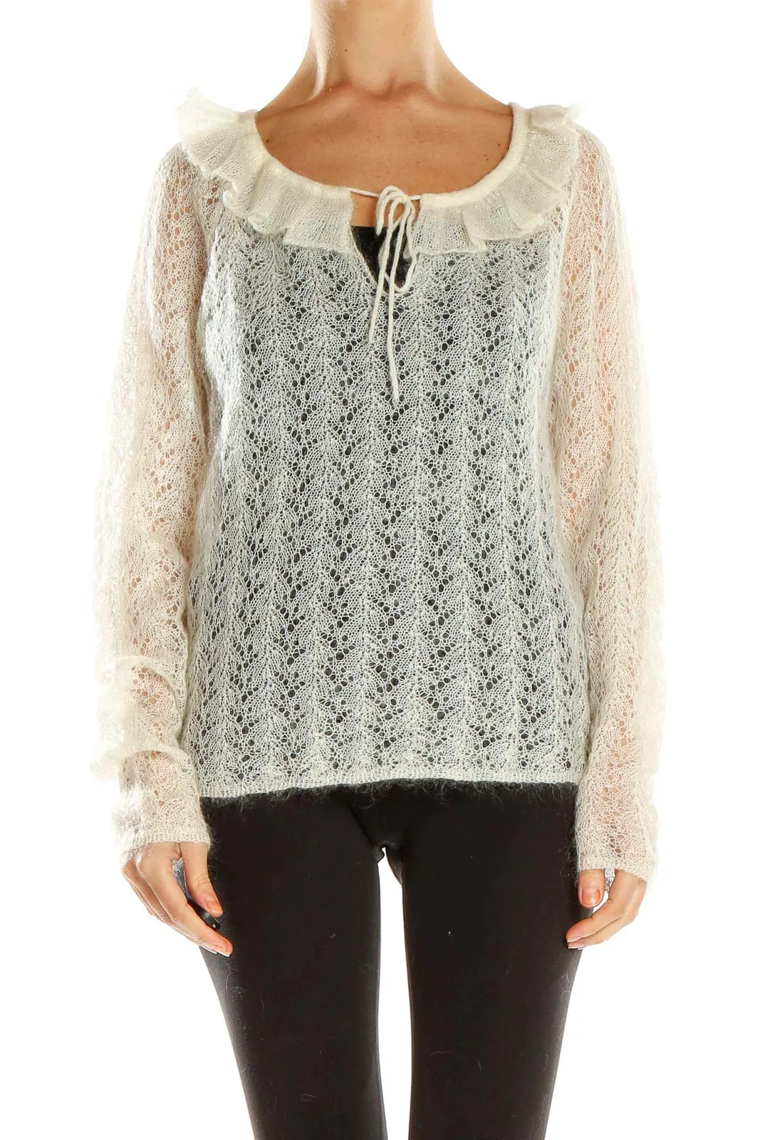 Cream Lace Knit Sweater