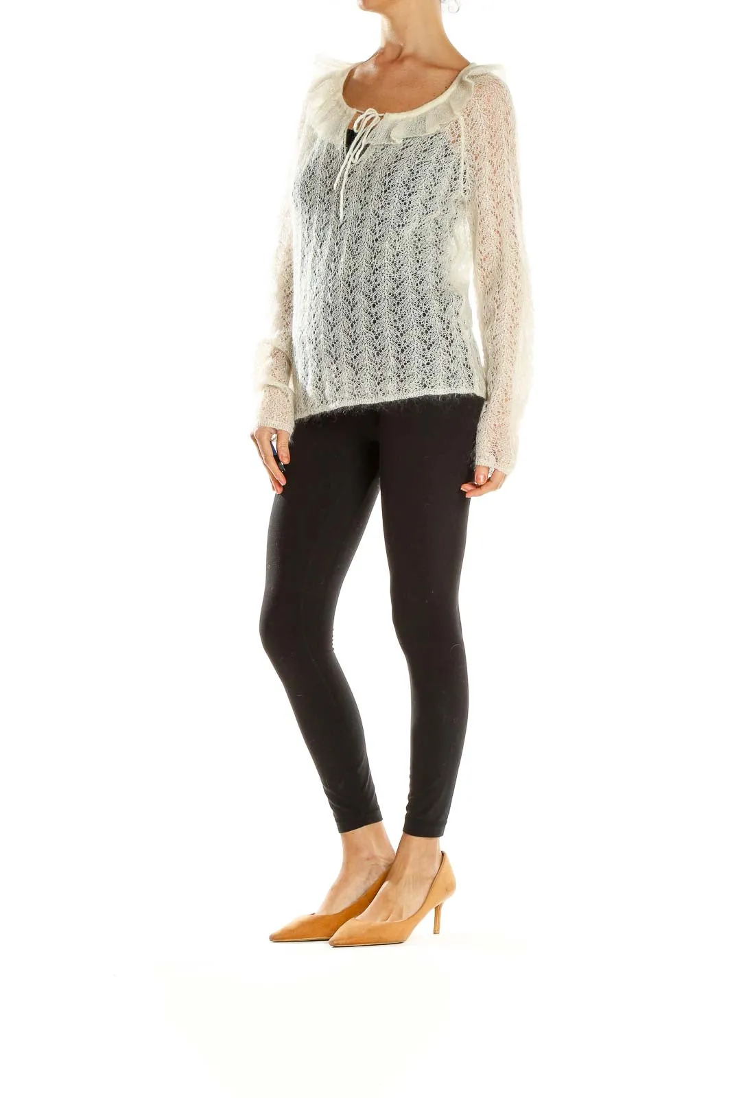 Cream Lace Knit Sweater