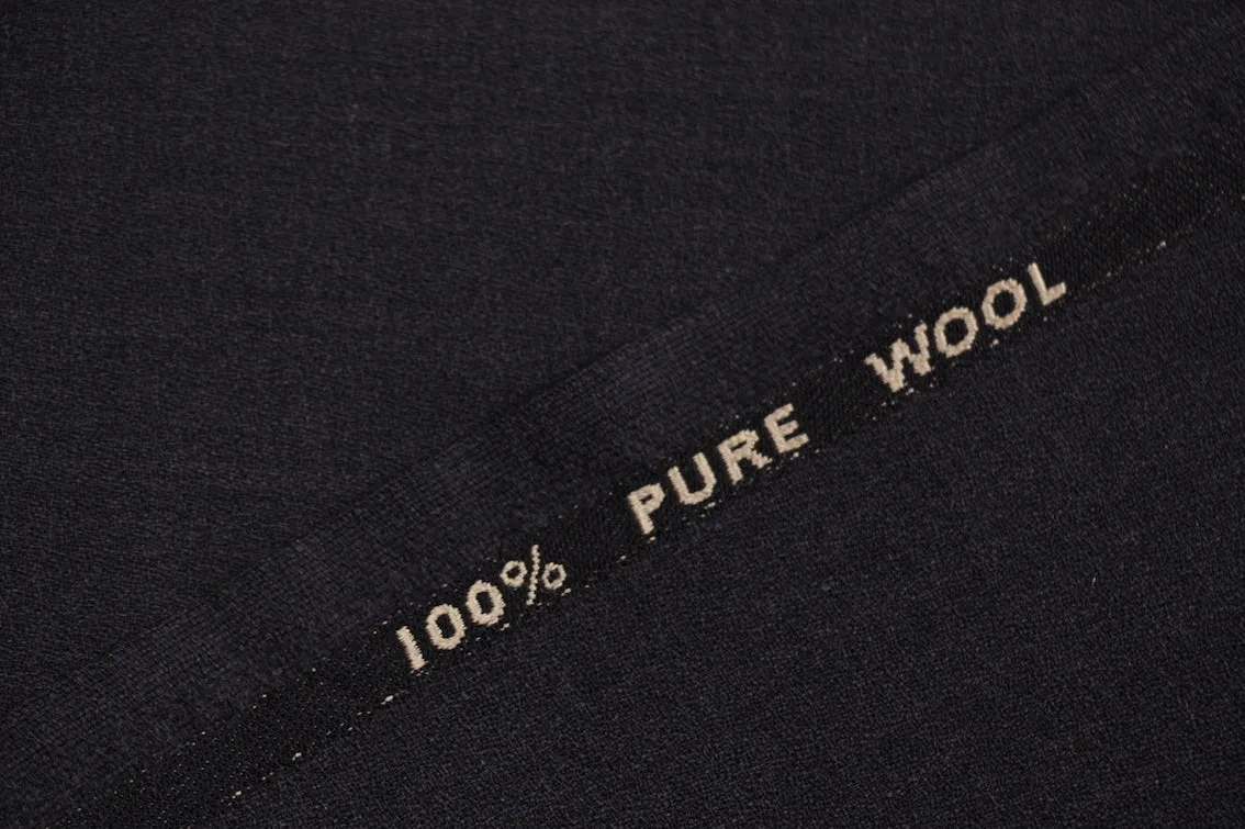 Dark Charcoal Empire Wool Crepe