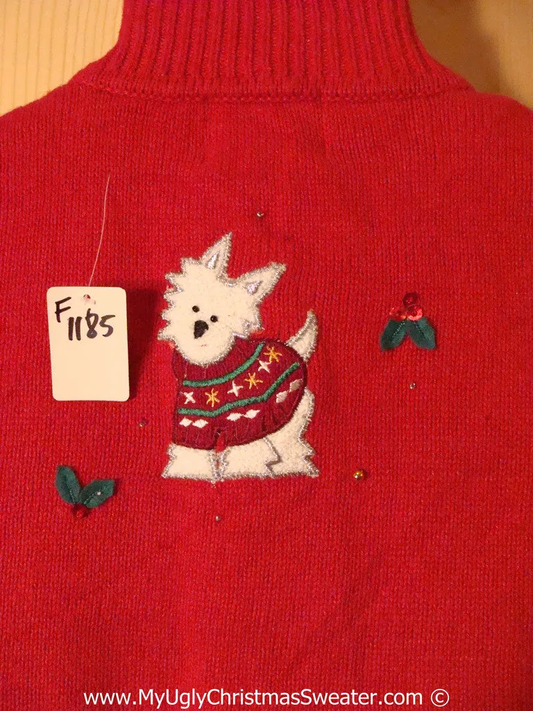 Dog Themed Tacky Cheesy Holiday Sweater Vest with Dogs Wearing Horrid Sweaters  (f1185)