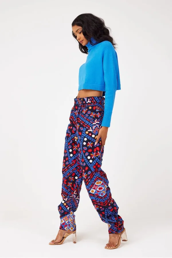 Embroidered Corduroy Pants