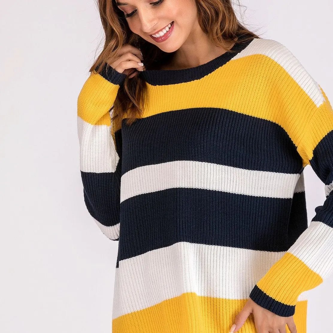 Fashion Stripe Round Neck Long Sleeve Sweaters