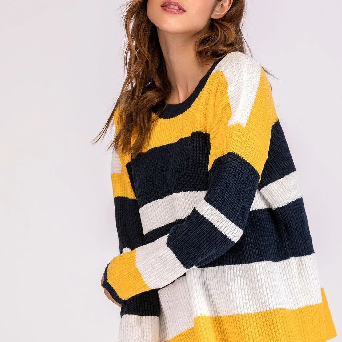 Fashion Stripe Round Neck Long Sleeve Sweaters