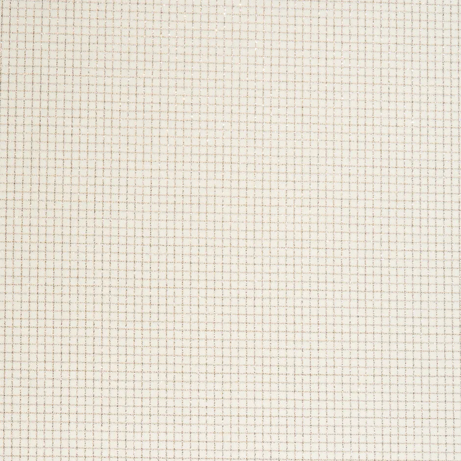 Gold Metallic Checkered Ivory Pure Wool