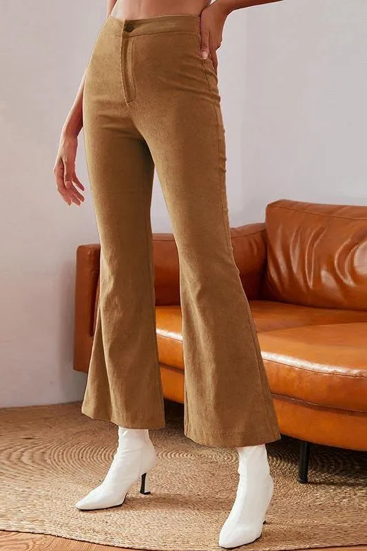 High Waist Flare Leg Cord Pants