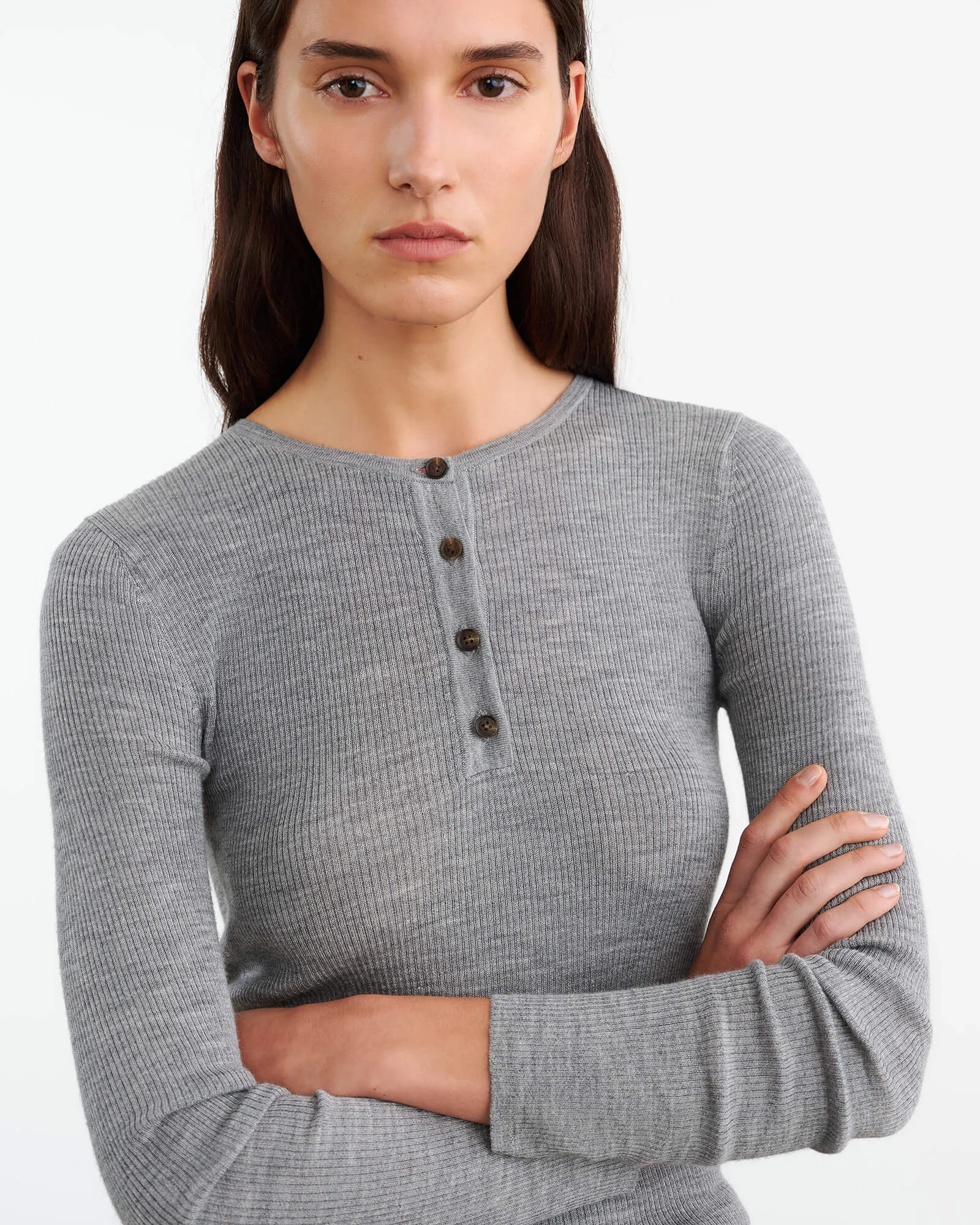 KLARISE HENLEY KNIT