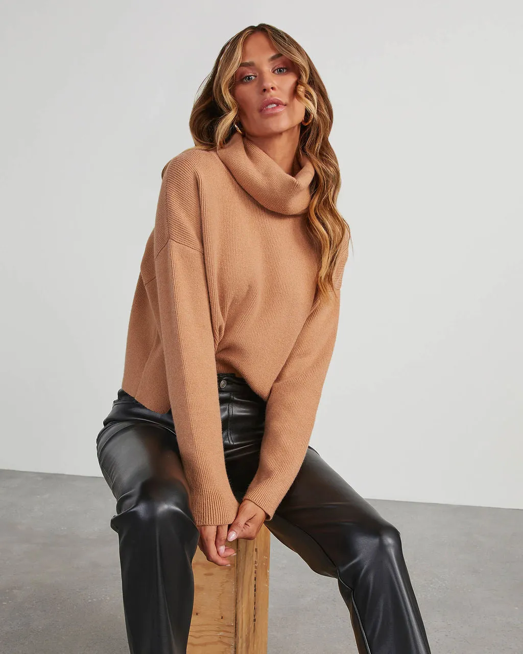 Latte Lover Turtleneck Knit Sweater