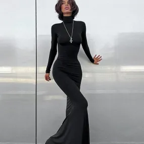 Long Sleeve Maxi Dress with Turtleneck