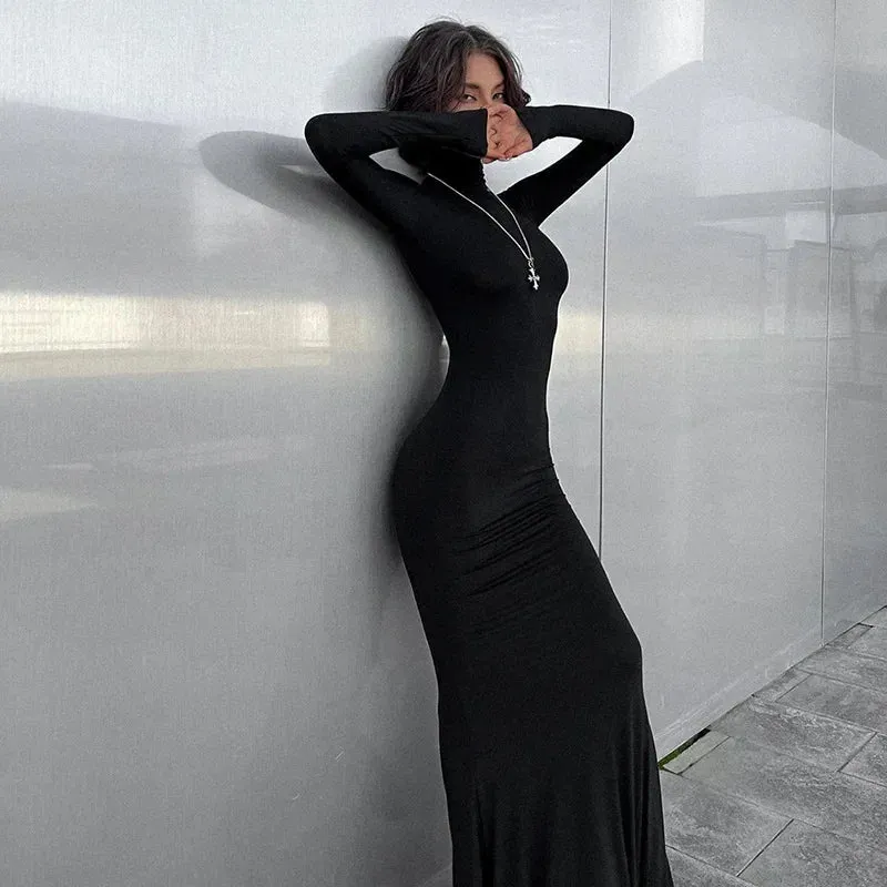 Long Sleeve Maxi Dress with Turtleneck