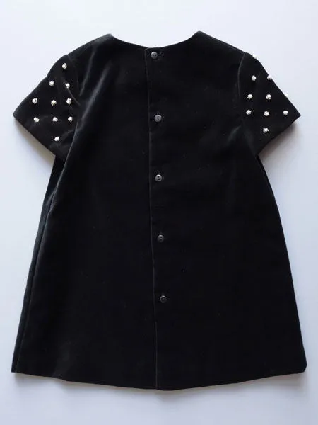 Luli & Me Pearl Trimmed Black Velvet  Infant & Toddler Girls Dress