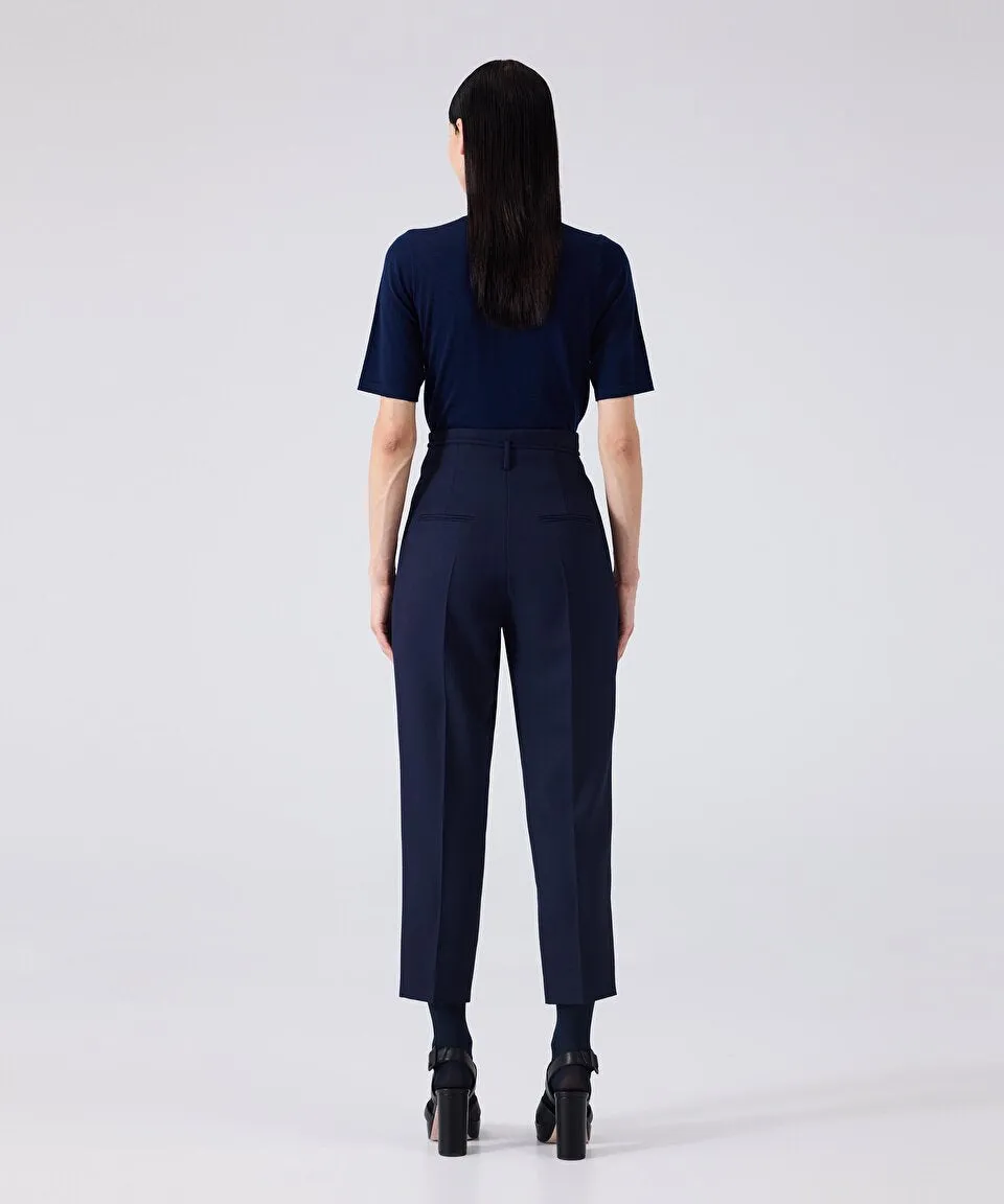 Machka Cigarette Fit Wool Trousers Navy