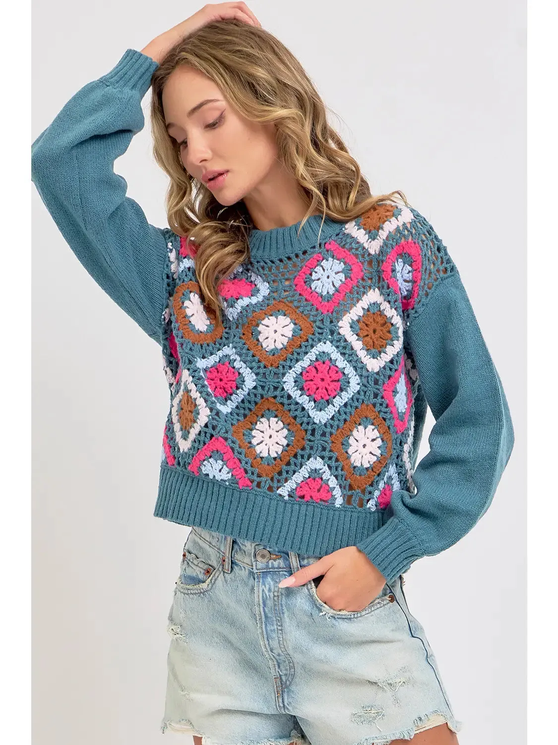 Nottingham Crochet Knit Sweater