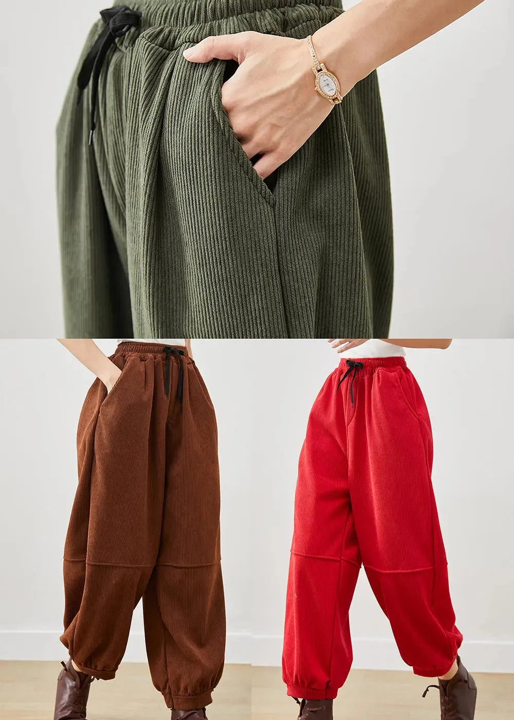 Oversized Pockets Corduroy Pants Winter