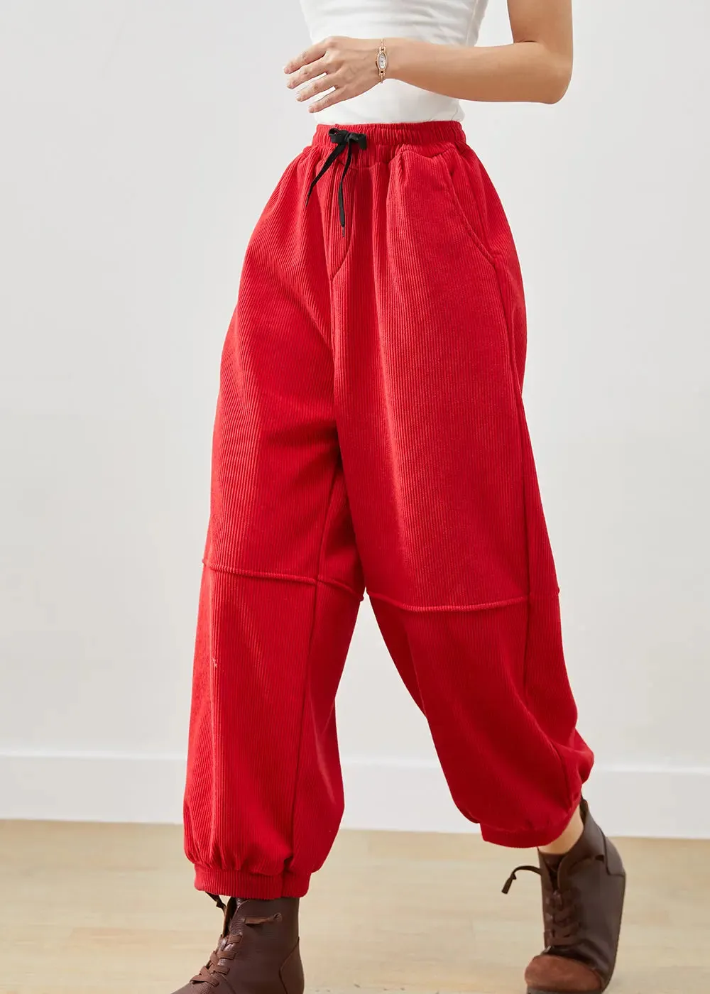 Oversized Pockets Corduroy Pants Winter