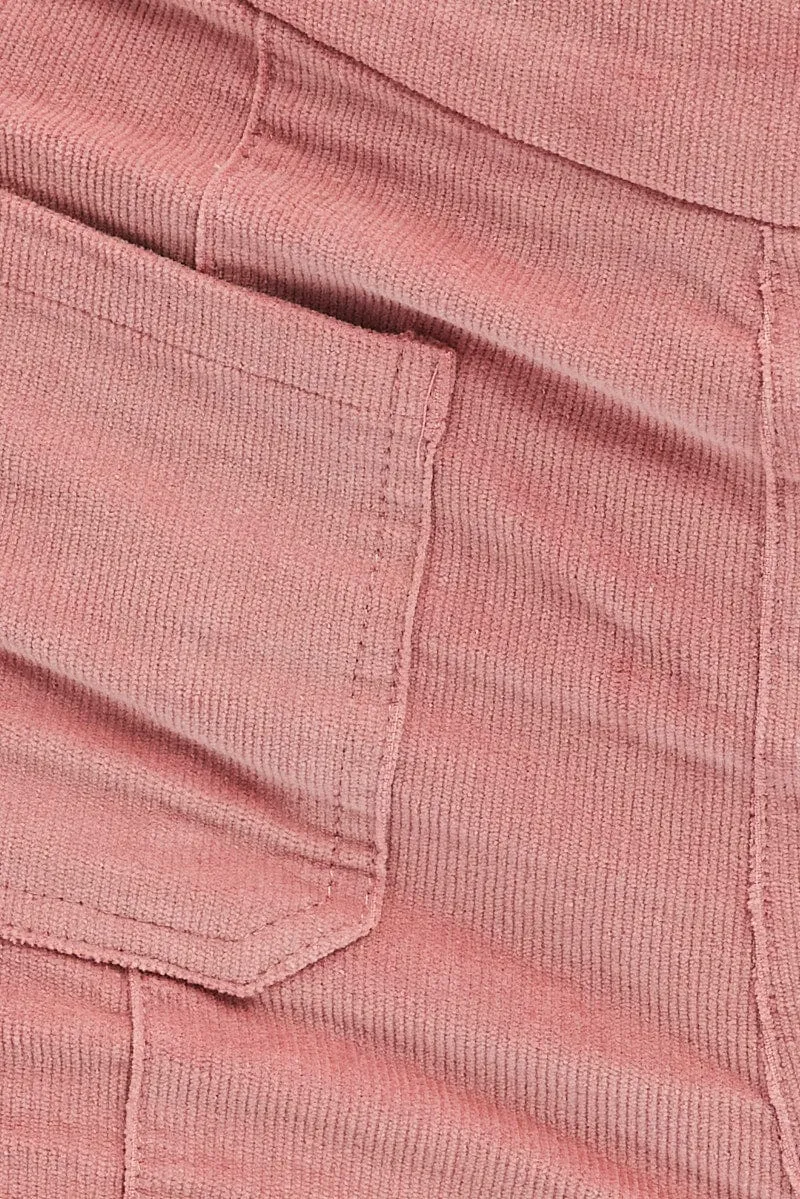 Pink Flare Leg Pants High Rise Corduroy