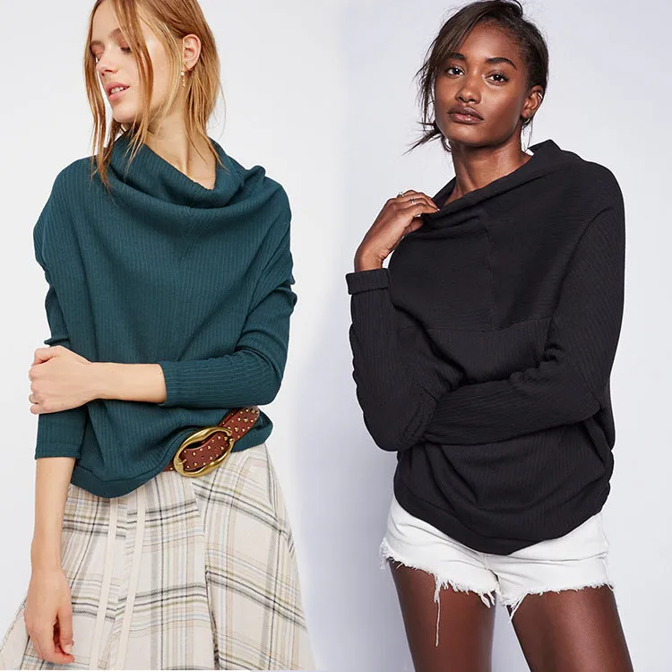 Sexy Dolman Sleeve High Neck Collar Sweaters