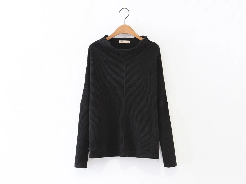 Sexy Dolman Sleeve High Neck Collar Sweaters