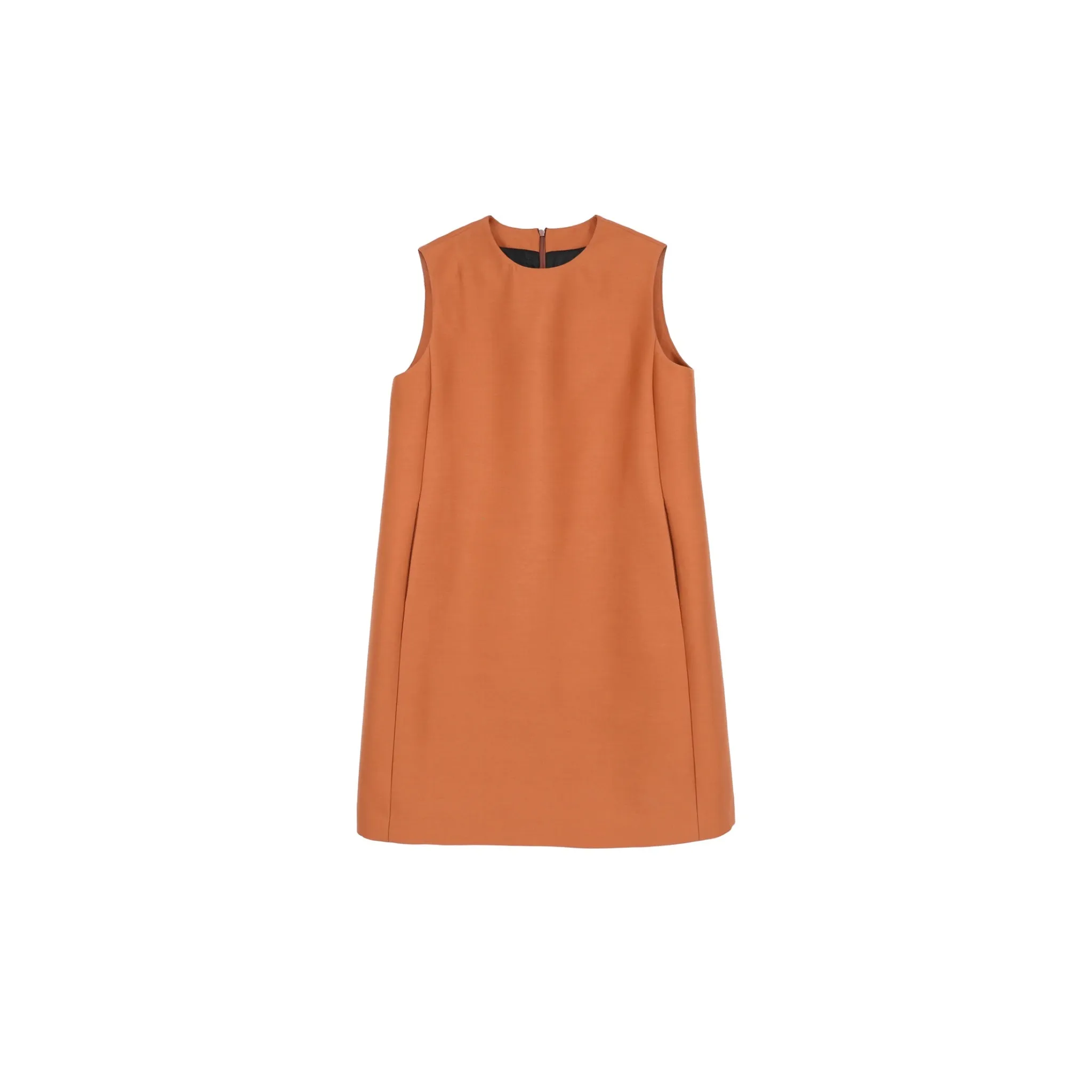 Silk Wool Tank Top Dress in Orange