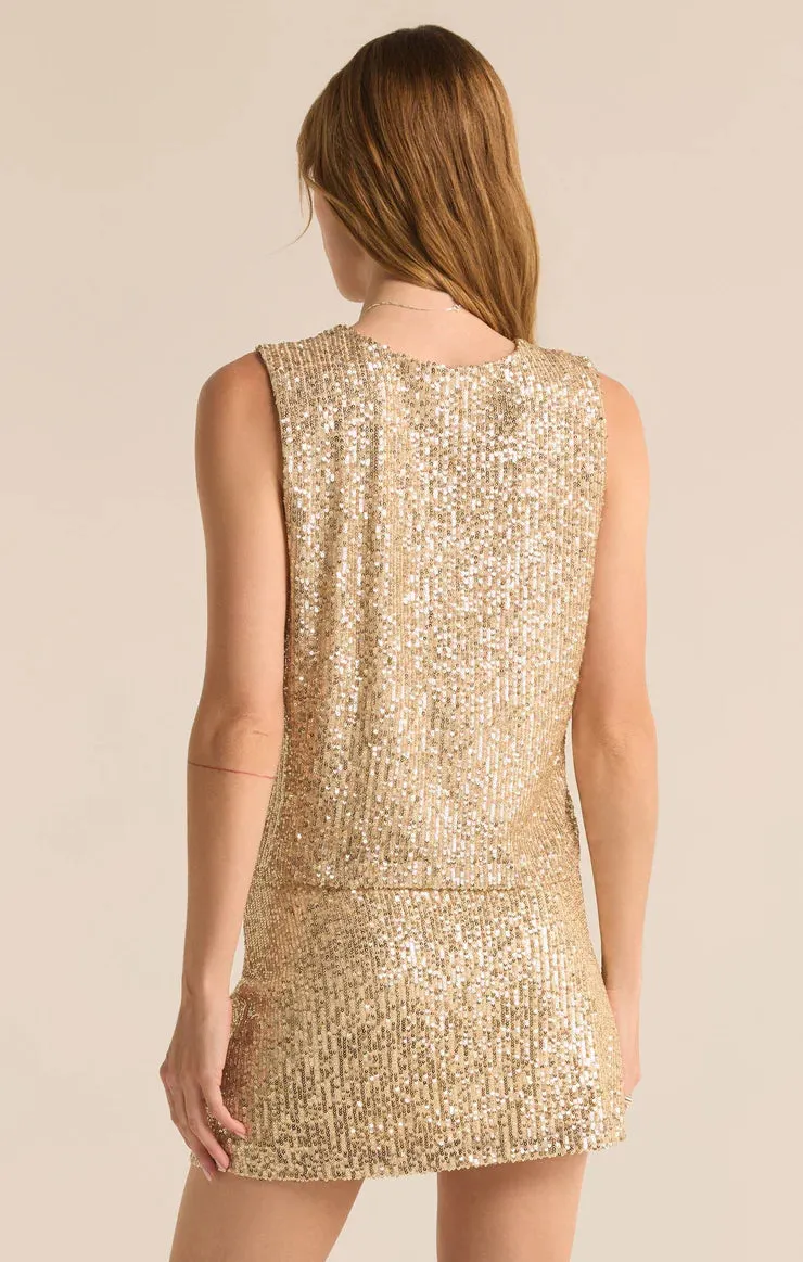 Sloane Sequin Top - Champagne