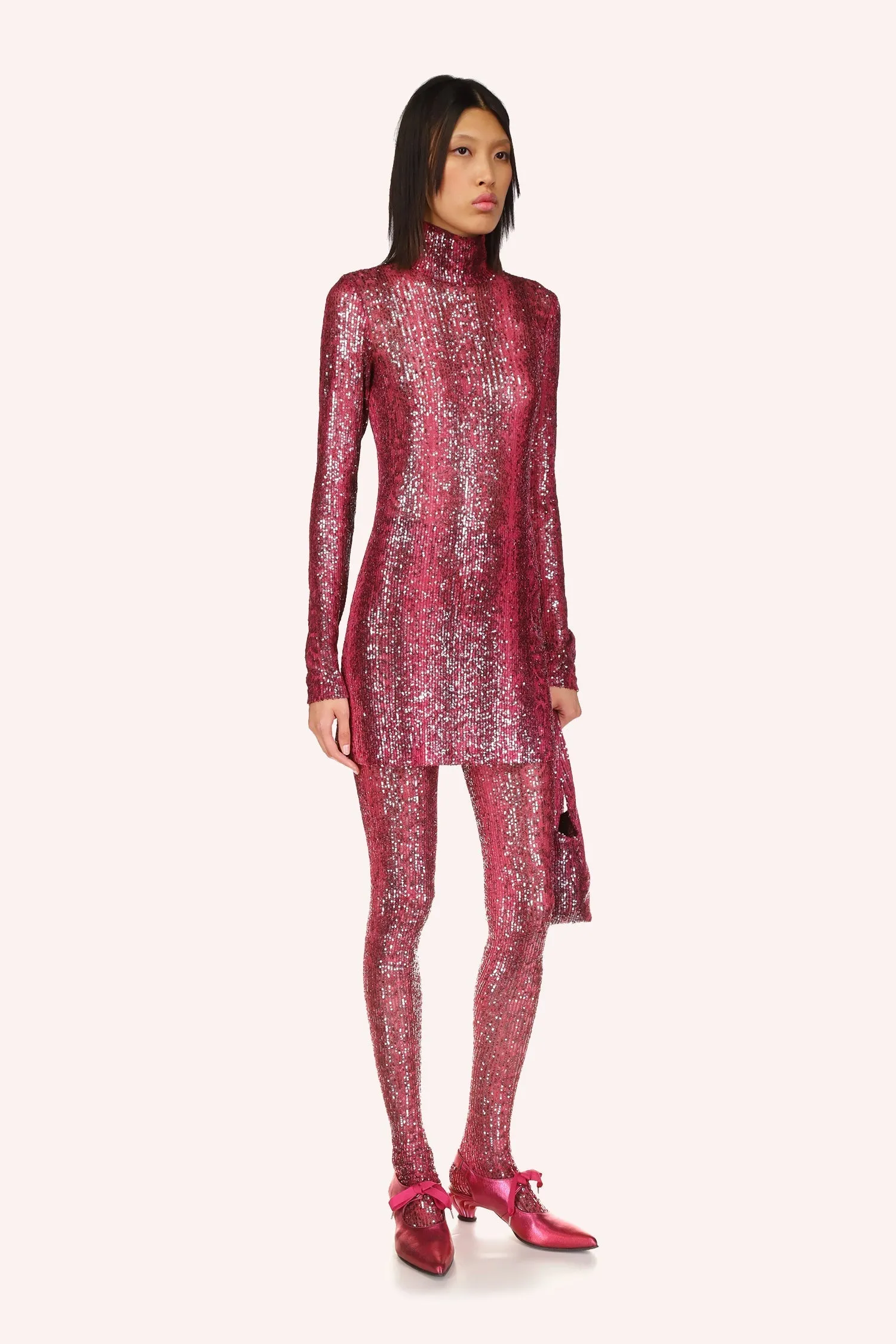 Snakeskin Sequin Turtleneck Dress