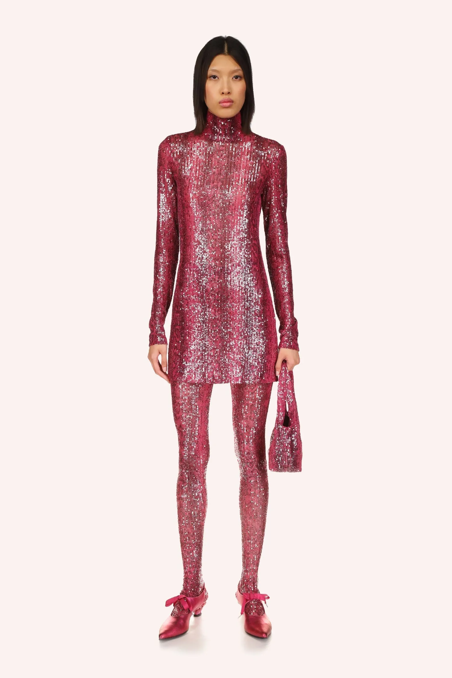 Snakeskin Sequin Turtleneck Dress