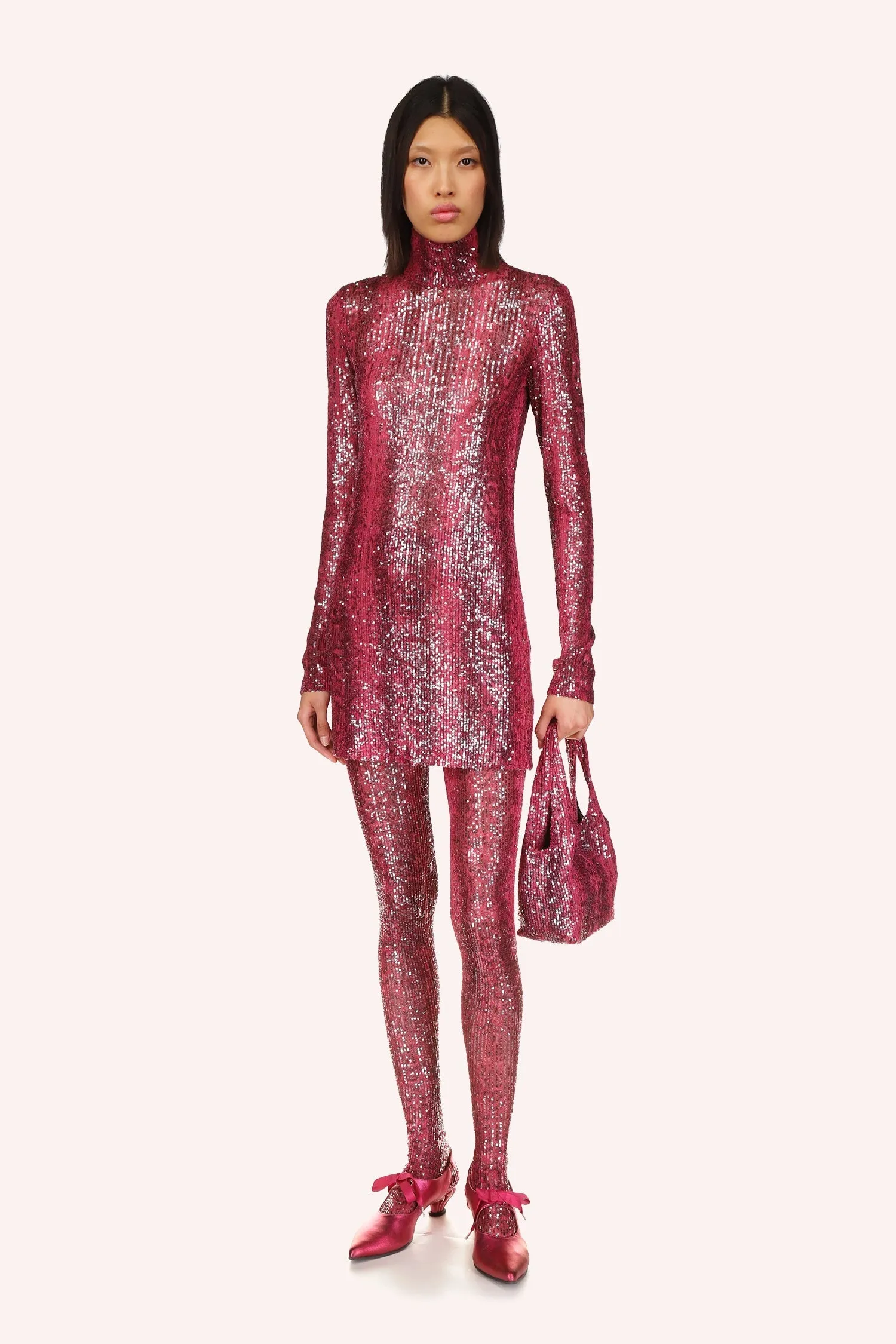 Snakeskin Sequin Turtleneck Dress