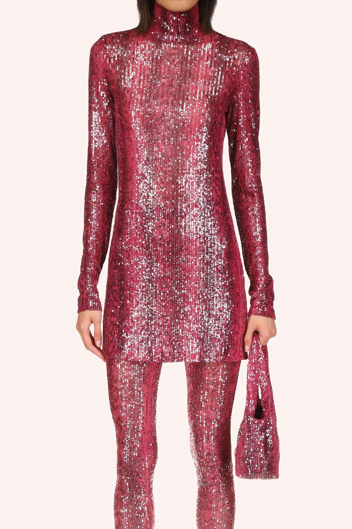 Snakeskin Sequin Turtleneck Dress