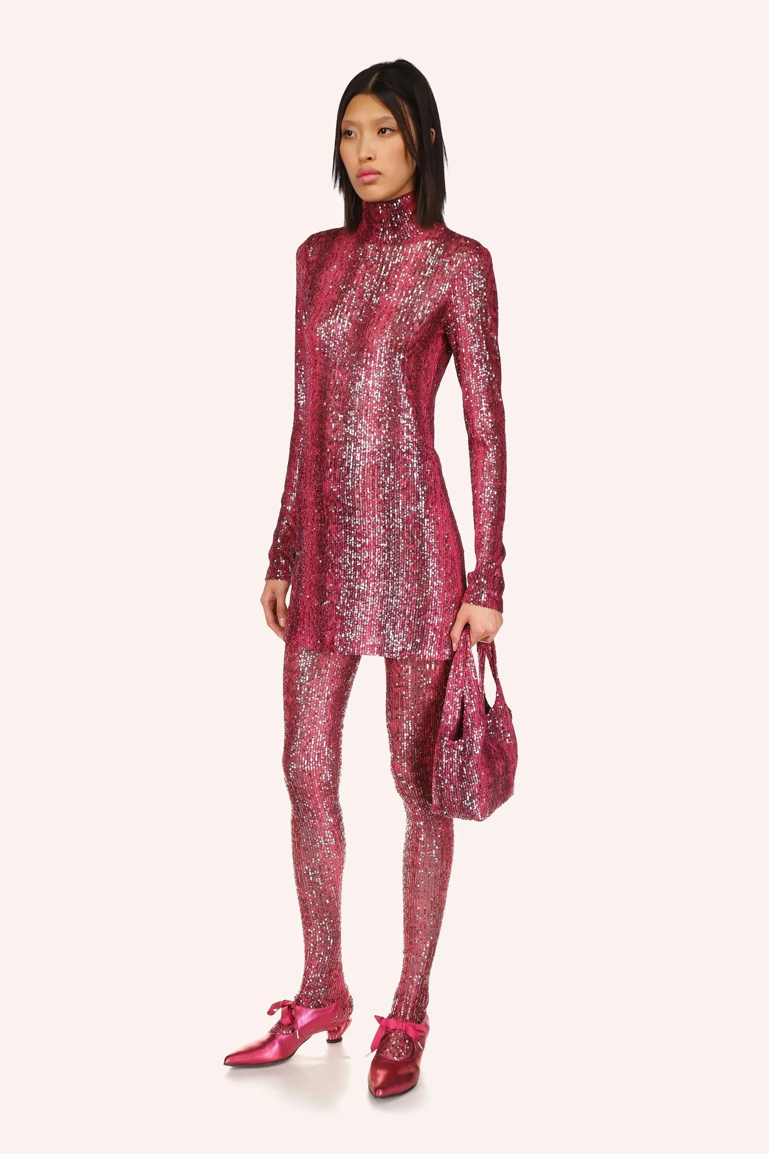 Snakeskin Sequin Turtleneck Dress