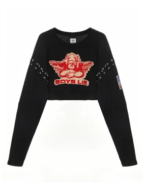 Stitch Me Up Thermal Crop Boyfriend Longsleeve