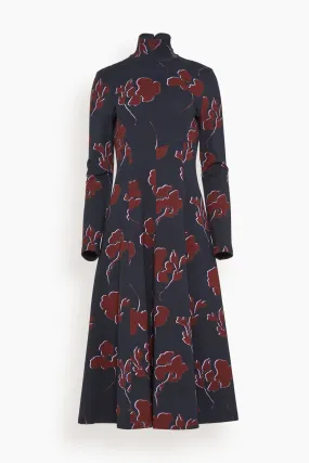 Thea Dress in Dark Navy/Mulberry Multi