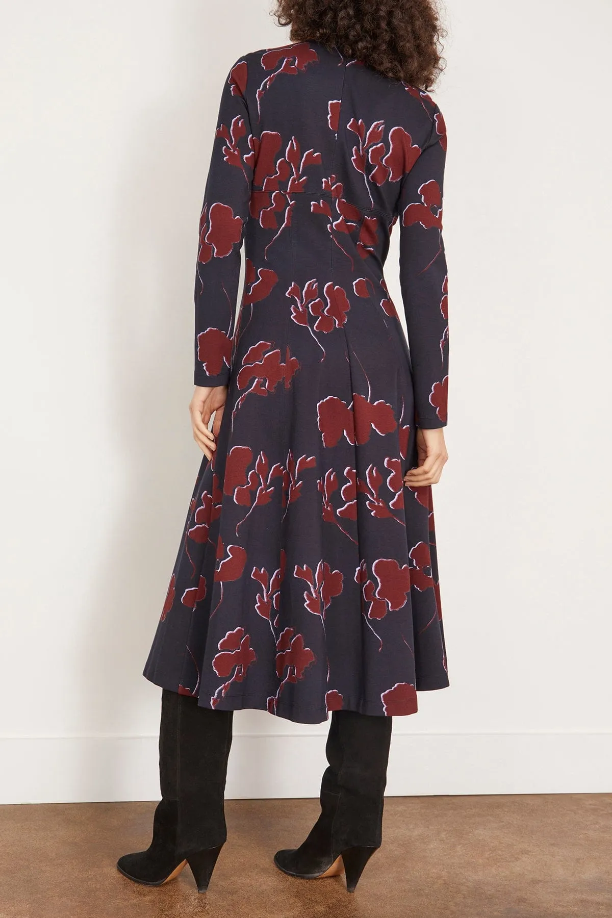 Thea Dress in Dark Navy/Mulberry Multi