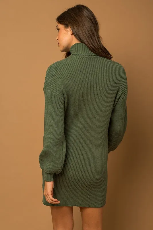 True To Oneself Turtleneck Long Sleeve Sweater Dress